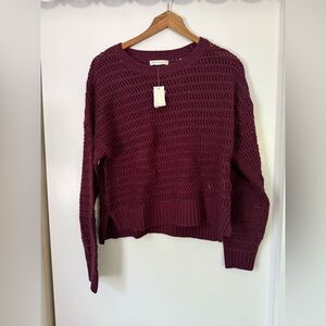 Aeropostale Red Crew Neck Sweater with Textured Ribbed Pattern